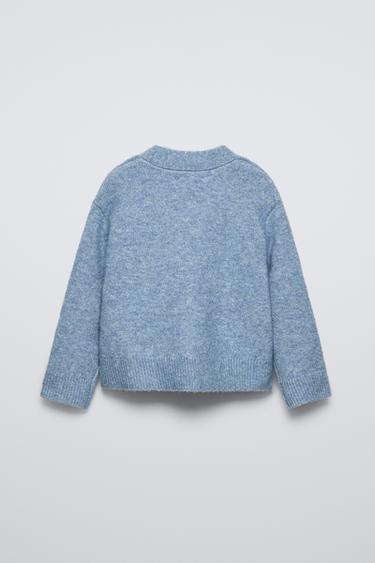 GILET EN MAILLE UNI - Bleu chiné de Zara - Image 1