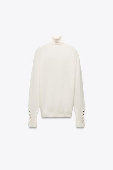 PLAIN KNIT SWEATER WITH BUTTONS - Ecru by Zara