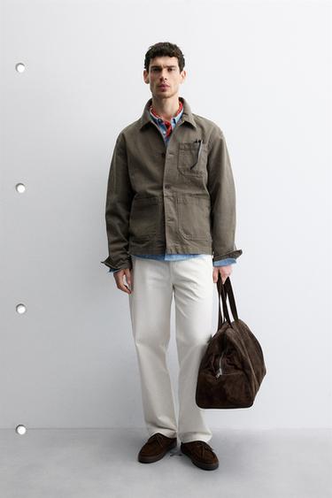 CAMISA COMPRIDA RELAXED FIT LONA LAVADA - Castanho / Toupeira da Zara