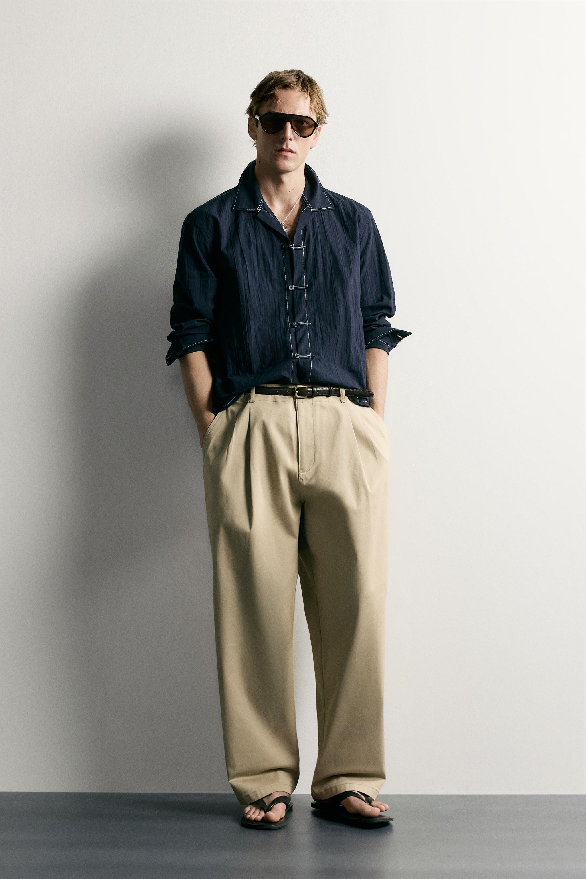 TEXTURED RELAXED FIT SHIRT WITH FROG FASTENINGS