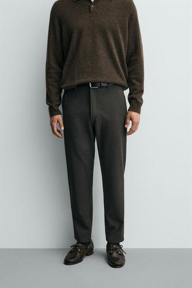 PANTALON CHINO STRUCTURÉ CONFORT - Marron chiné de Zara