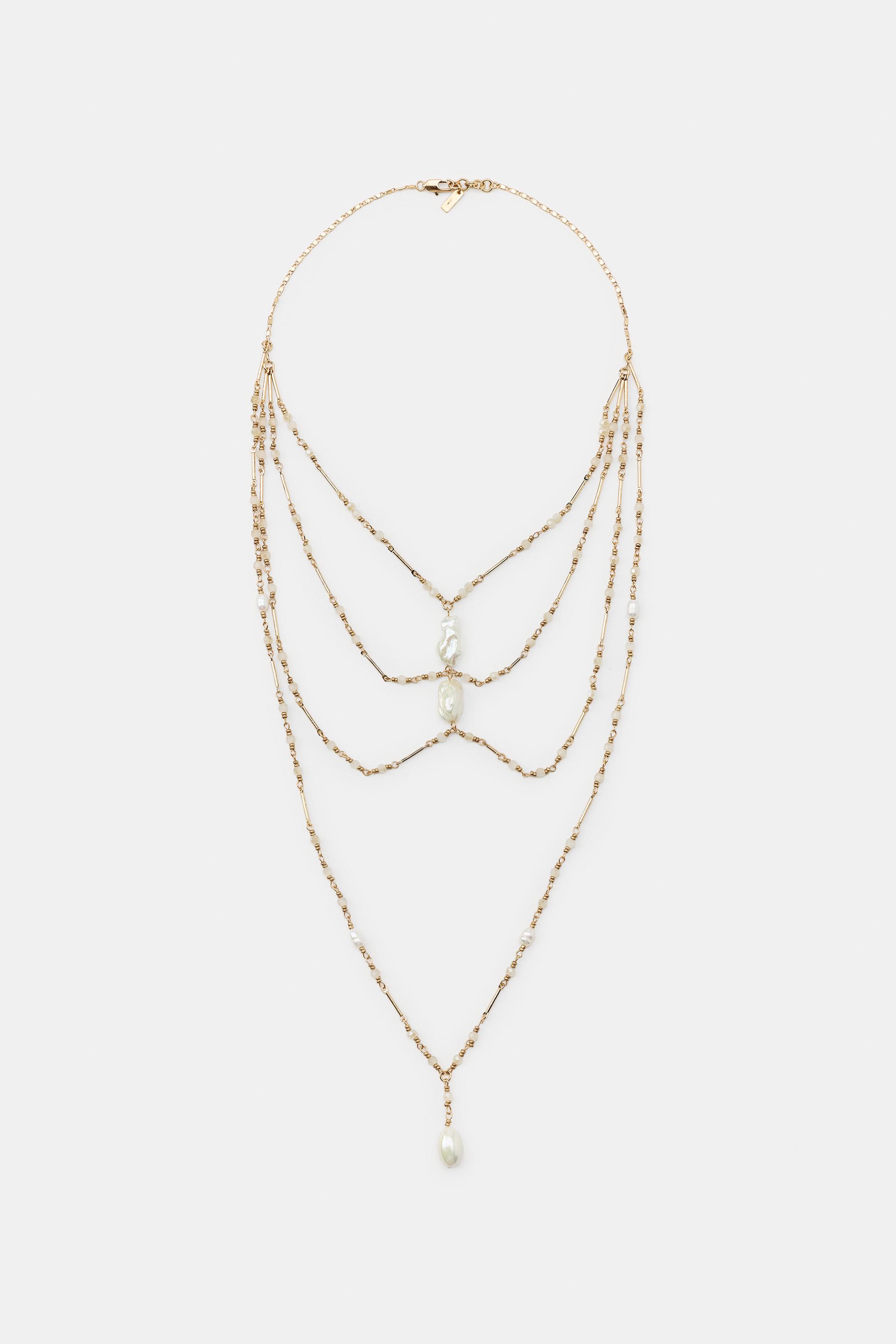 COLLIER CASCADE COMBINÉ PERLES