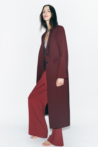 ZW COLLECTION TAILORED LONG COAT - Burgundy by Zara - Image 3