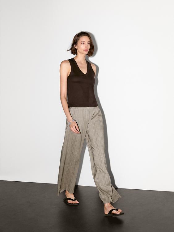 Check print suit trousers