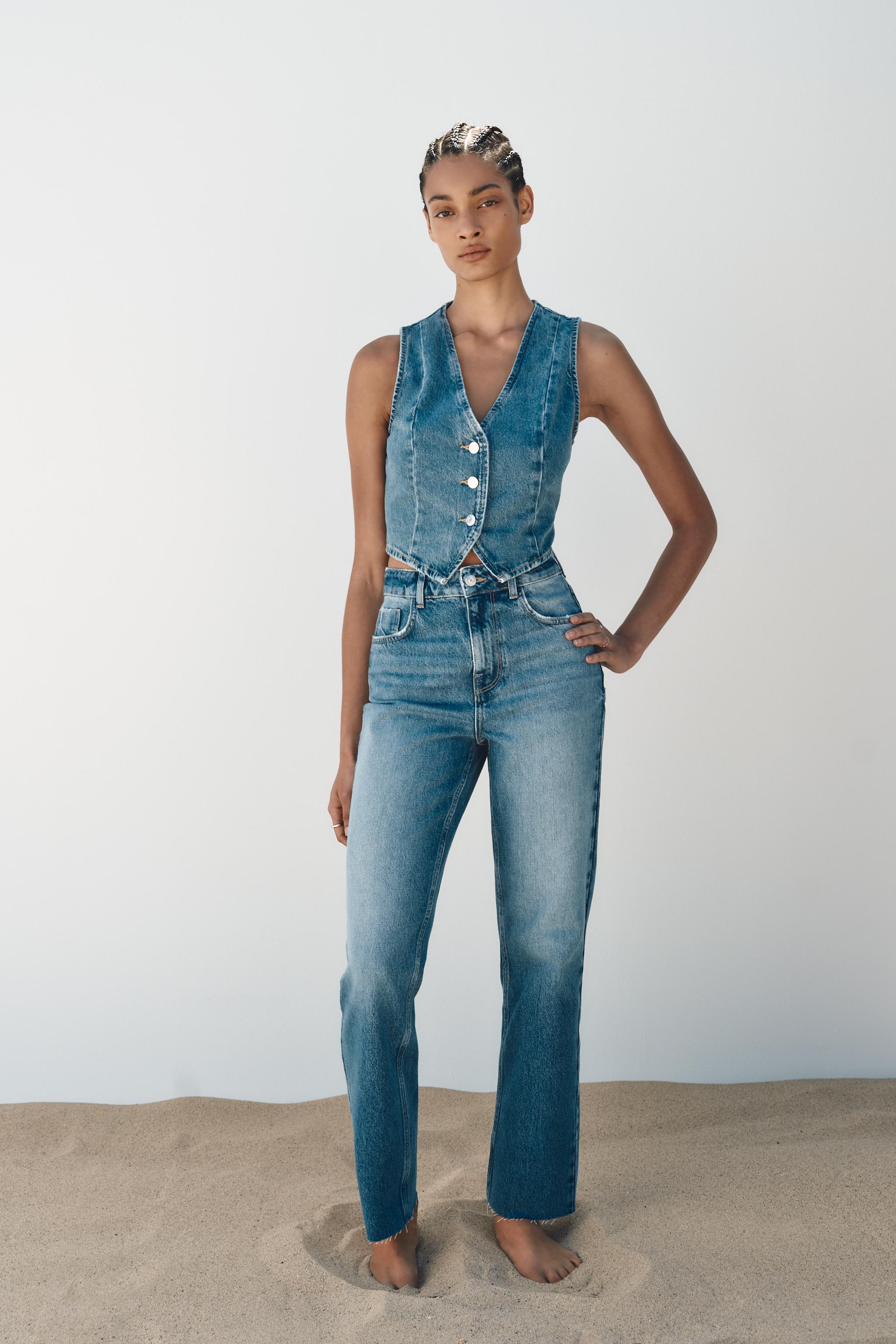 JEAN Z1975 DROIT A TAILLE HAUTE Bleu ZARA France