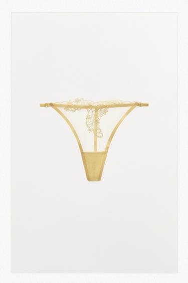 TANGA DENTELLE - Jaune de Zara