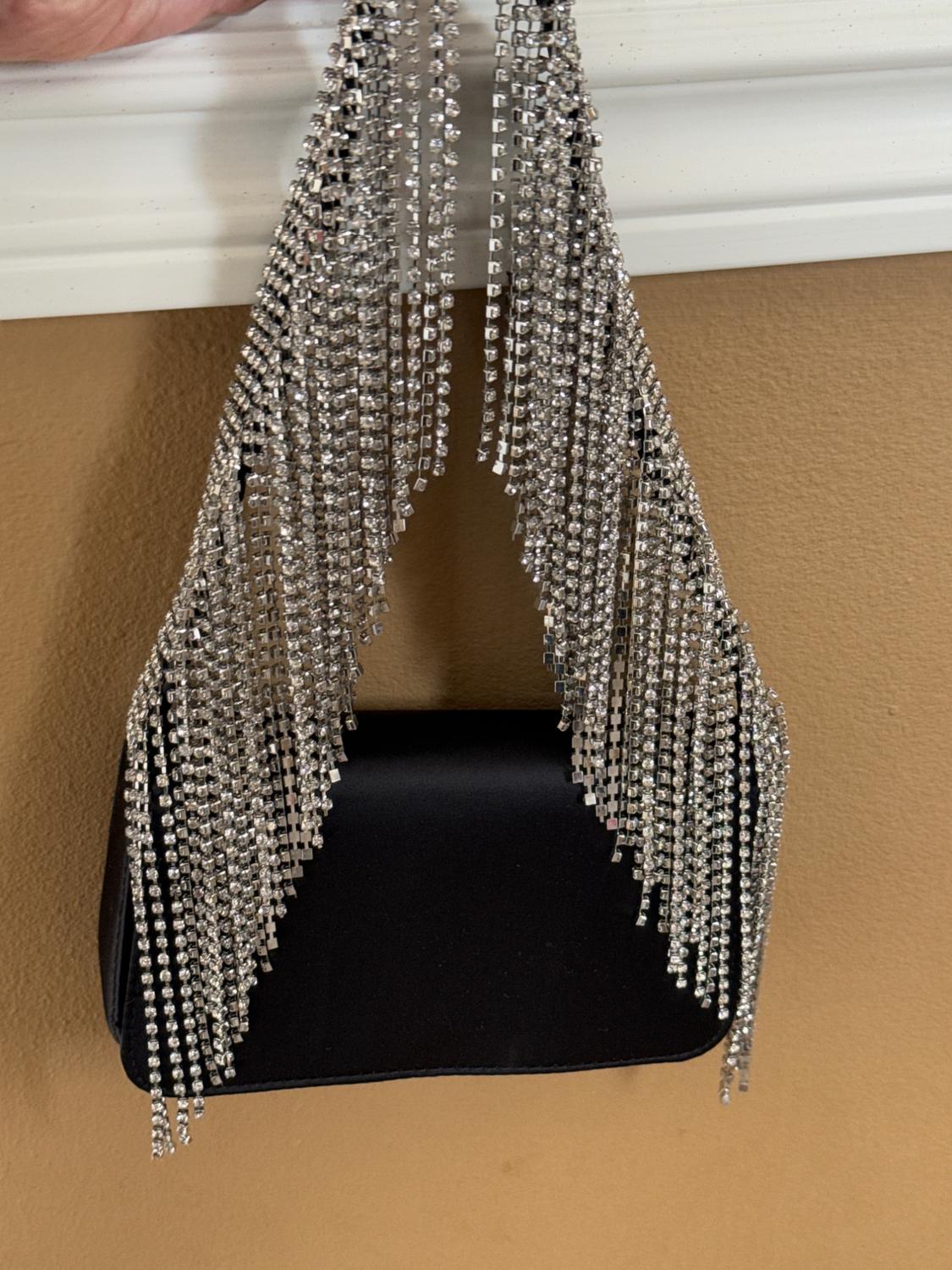 JEWEL FRING HANDLE SATIN CROSSBODY BAG - Image 5