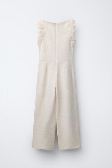 STRUCTURED TULLE FLORAL JUMPSUIT - Ecru by Zara - Image 1