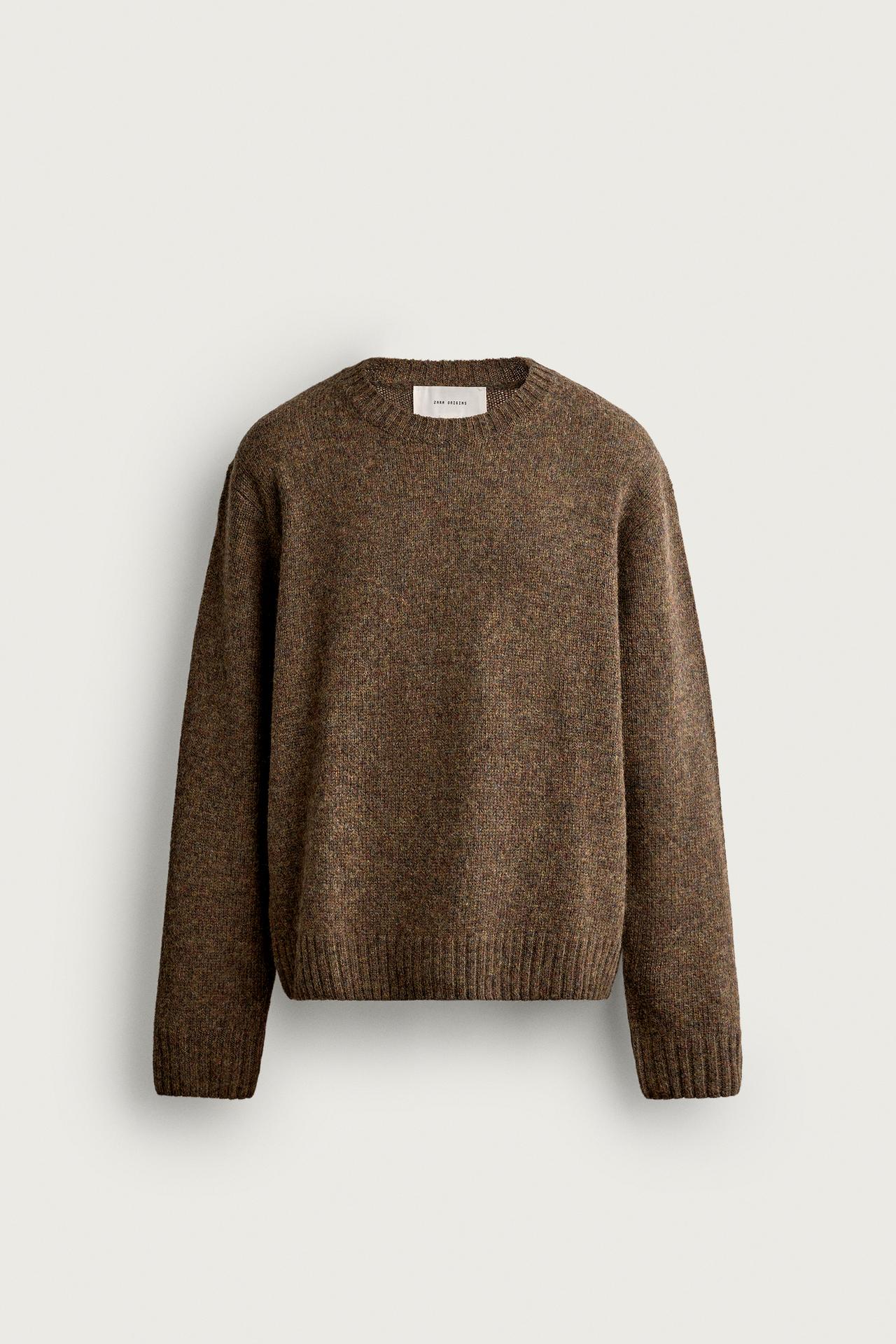 100% WOOL REGULAR FIT JUMPER — Dark khaki