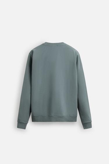 Zara CREW NECK POCKET SWEATSHIRT - Blue / Gray