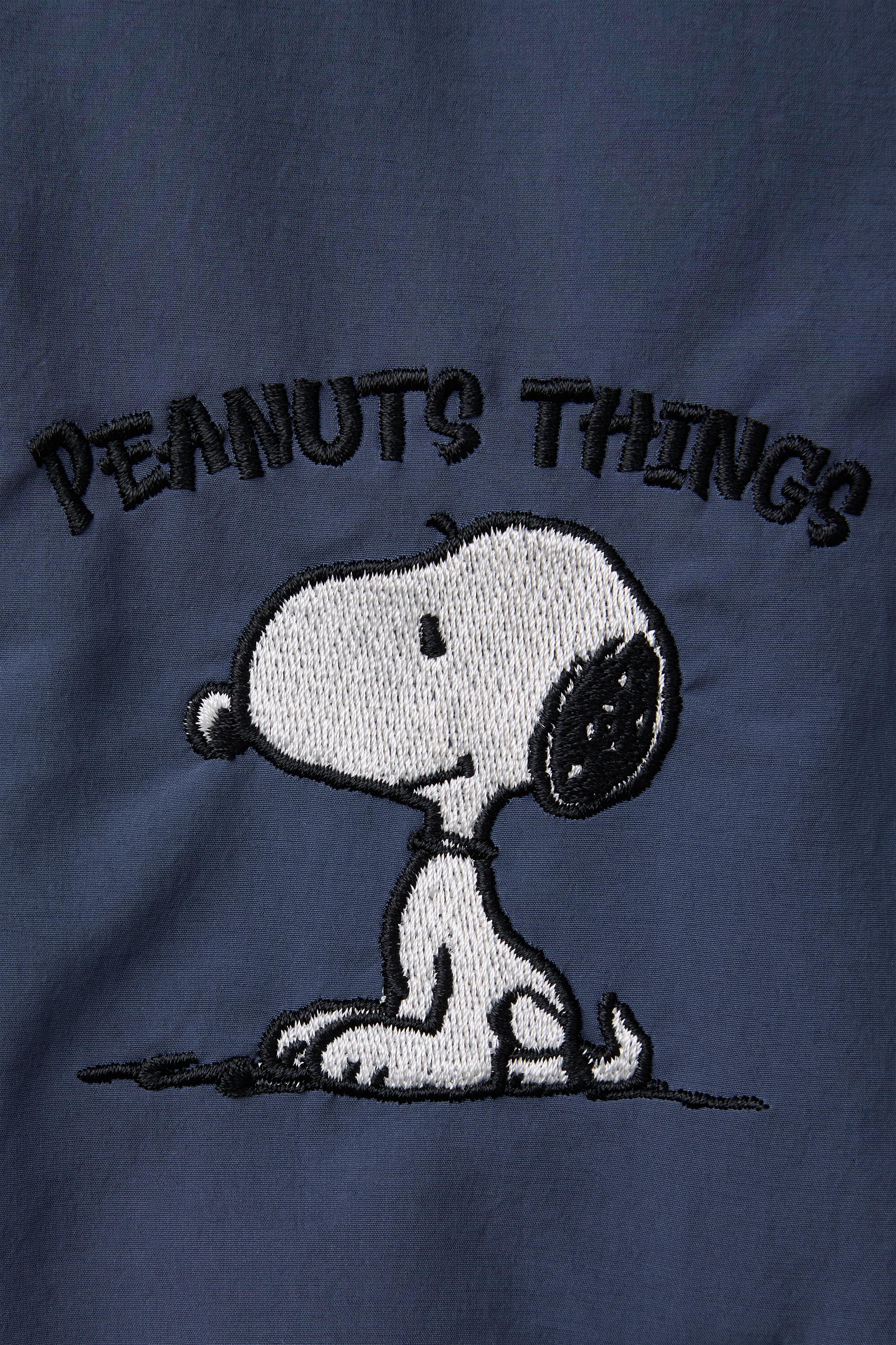 (ZARA)スヌーピースタジャン SNOOPY PEANUTS™ EMBROIDERED BOMBER JACKET - Ecru / Blue