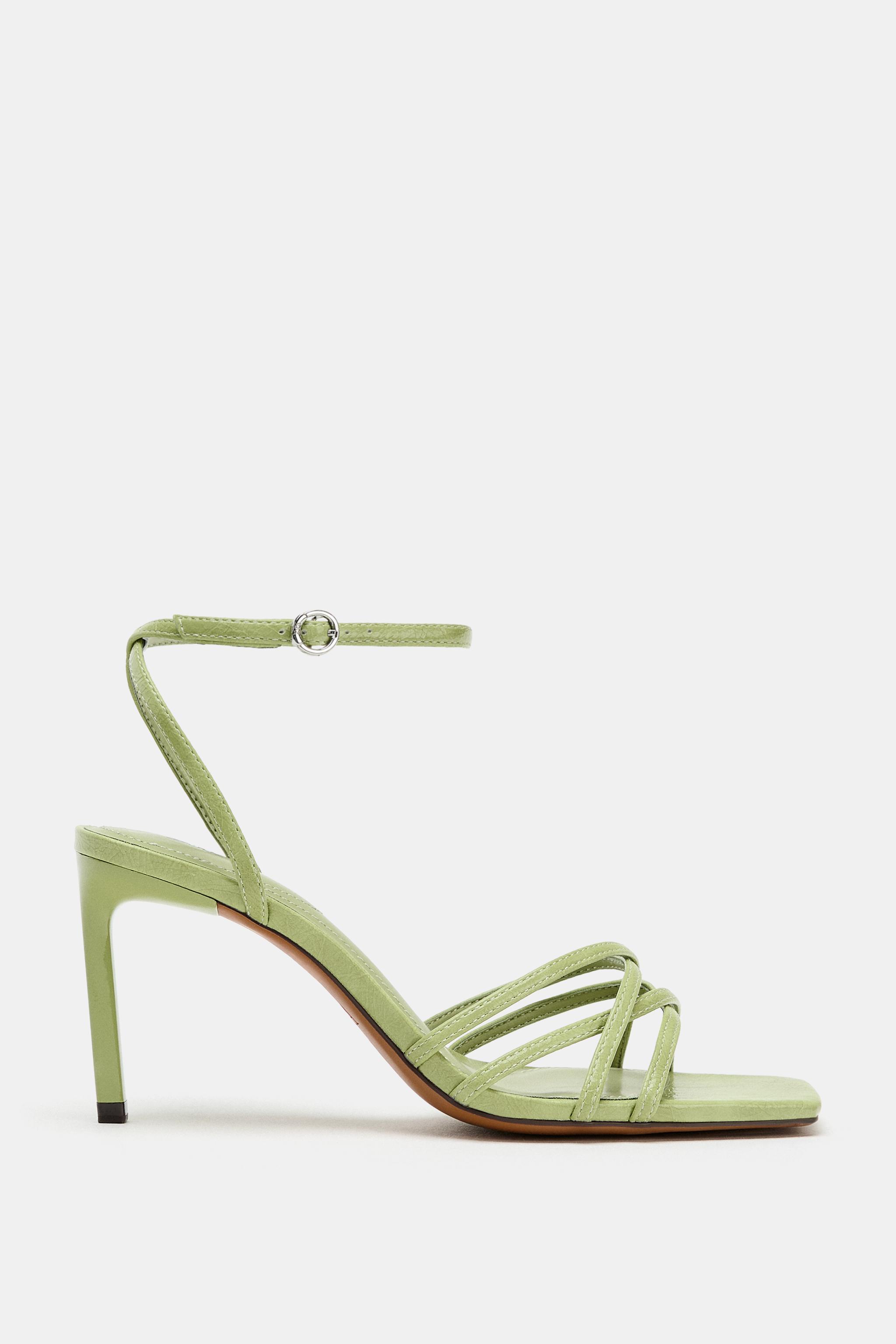 MULTI-STRAP HEELED SANDALS — Green