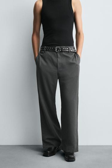 Zara FLARE FIT PANTS - Mid-gray