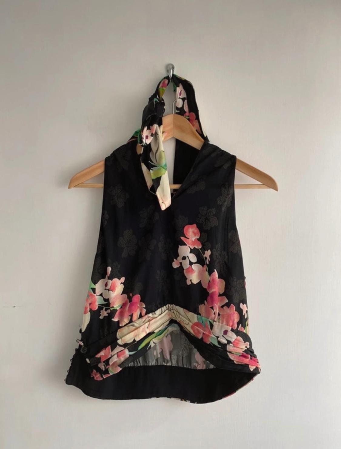FLORAL PRINT HALTERNECK TOP - Image 3