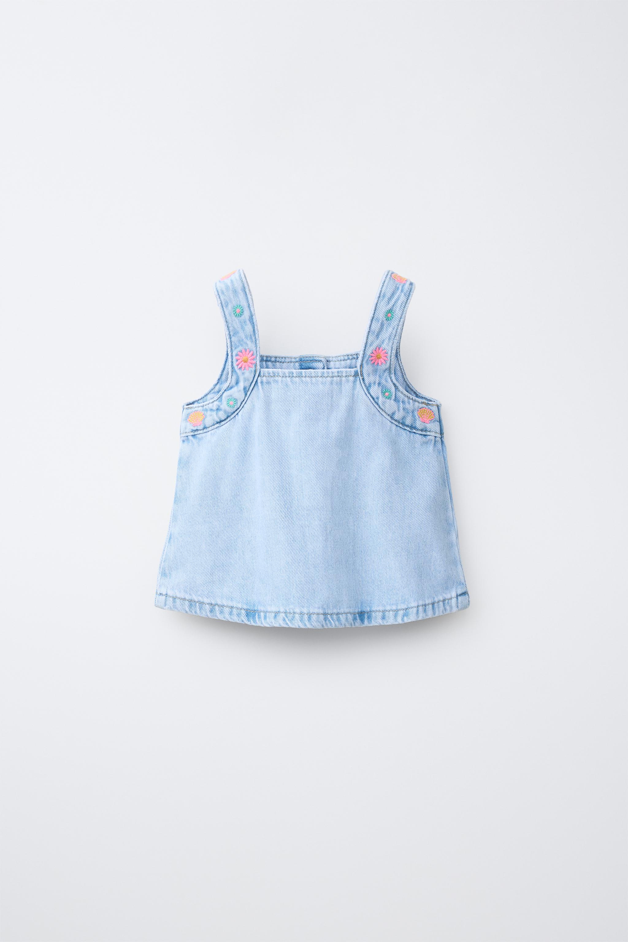 EMBROIDERED DENIM TOP - Blue | ZARA United Kingdom