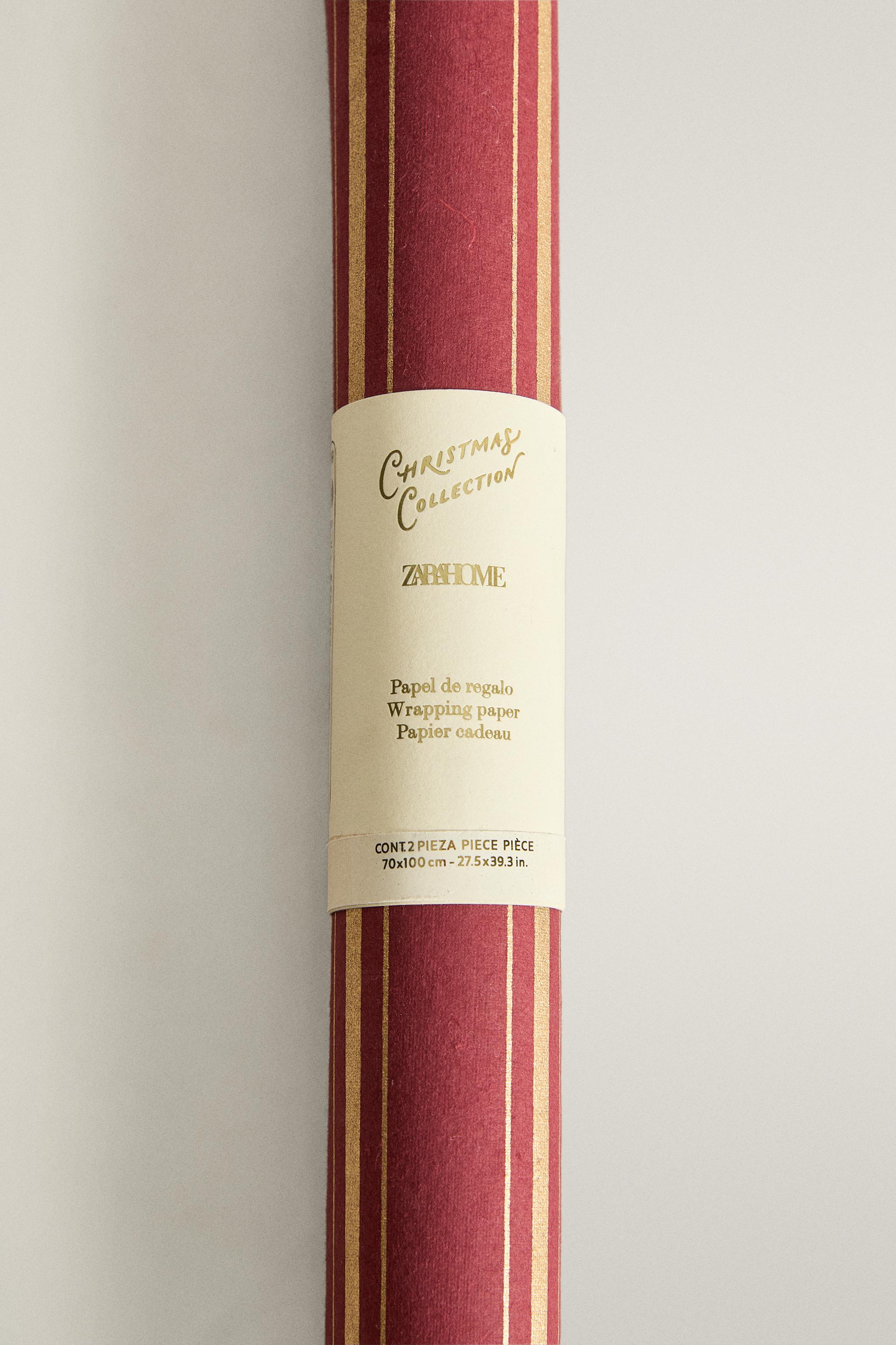 PAPIER CADEAU RAYURES DORÉES NOËL