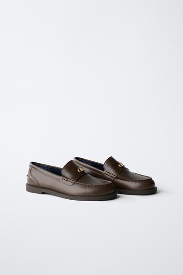 MOCASSINS EN CUIR CHAMPION ® X ZARA - Marron de Zara - Image 1