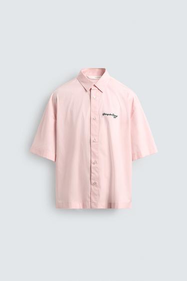 CONTRAST PRINT STRIPED SHIRT - Pink by Zara