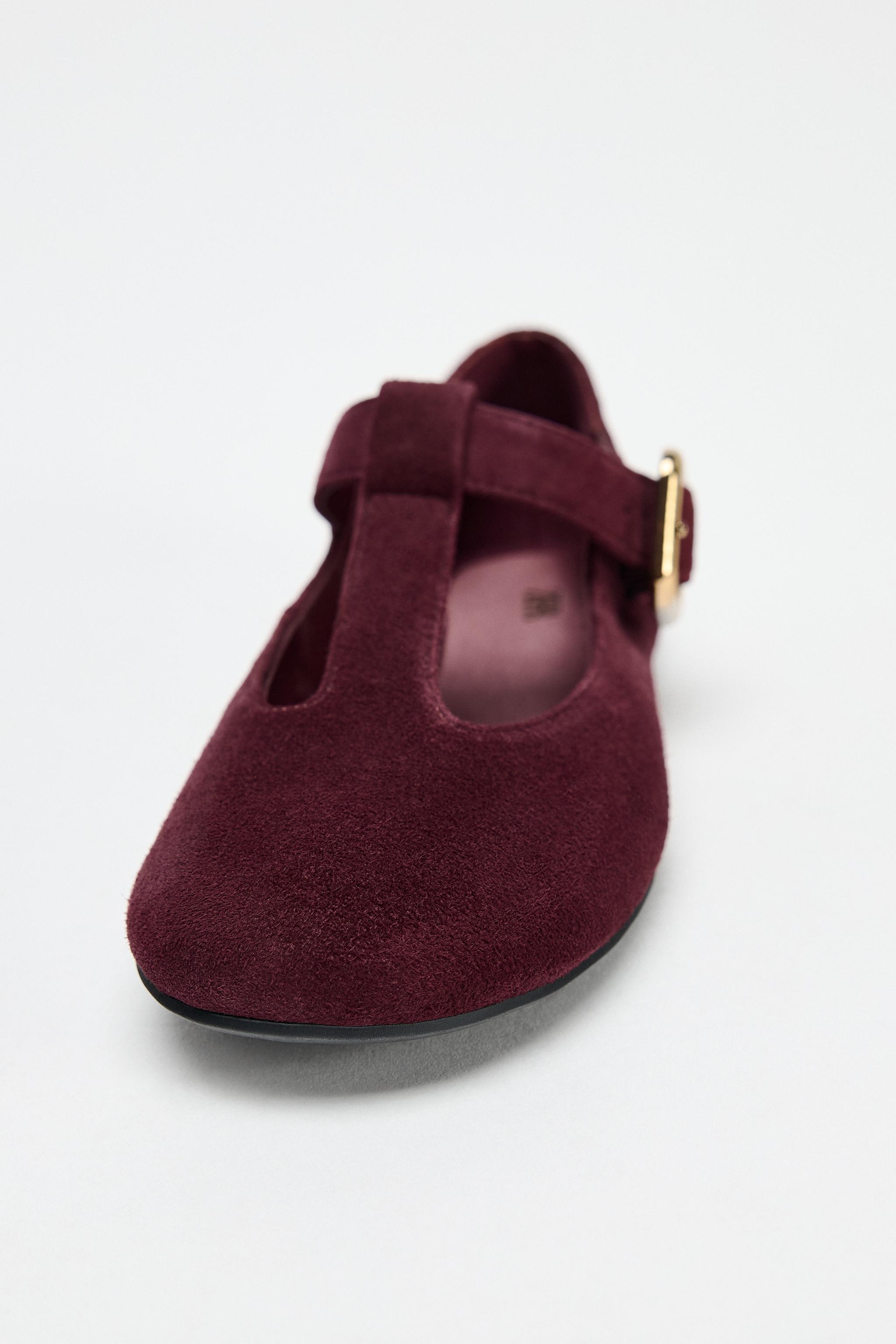 ZARA スプリットスエード レースアップ バレリーナ 2539/510 スプリットスエード レースアップ バレリーナ - サンドブラウン