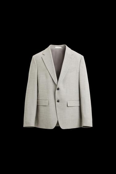 Zara TEXTURED SUIT BLAZER - Sand