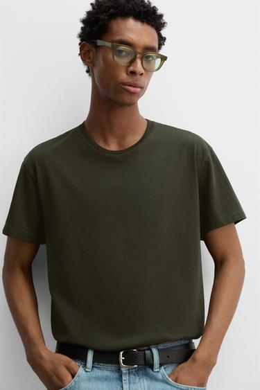 T-SHIRT SLIM FIT DÉLAVÉ - Noir / Marron de Zara - Image 4