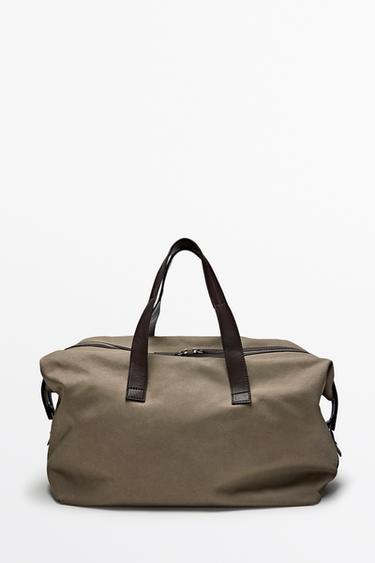 Sac de voyage détails cuir nappa - Noir or de Zara