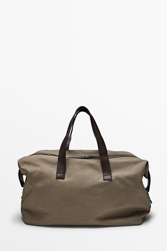 Zara Nappa leather detail travel bag - Black gold - Image 0