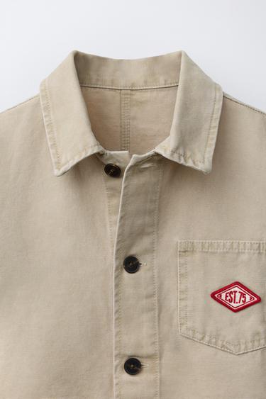 CANVAS OVERSHIRT WITH PATCH - Sand by Zara - Image 2