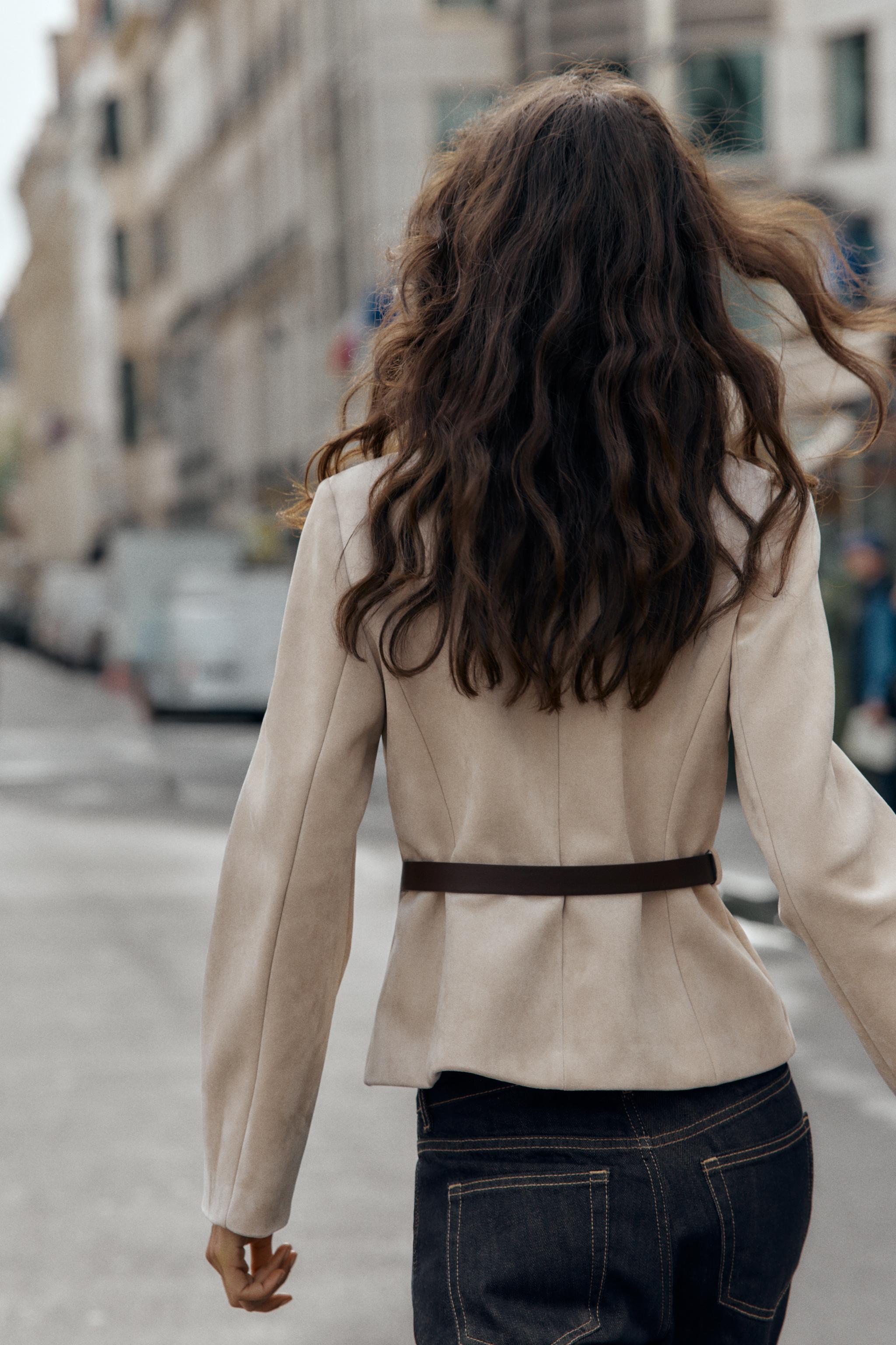 FAUX SUEDE BELTED BLAZER