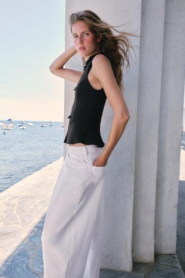 PEPLUM TOP WITH FROG FASTENING - Black by Zara - Image 3