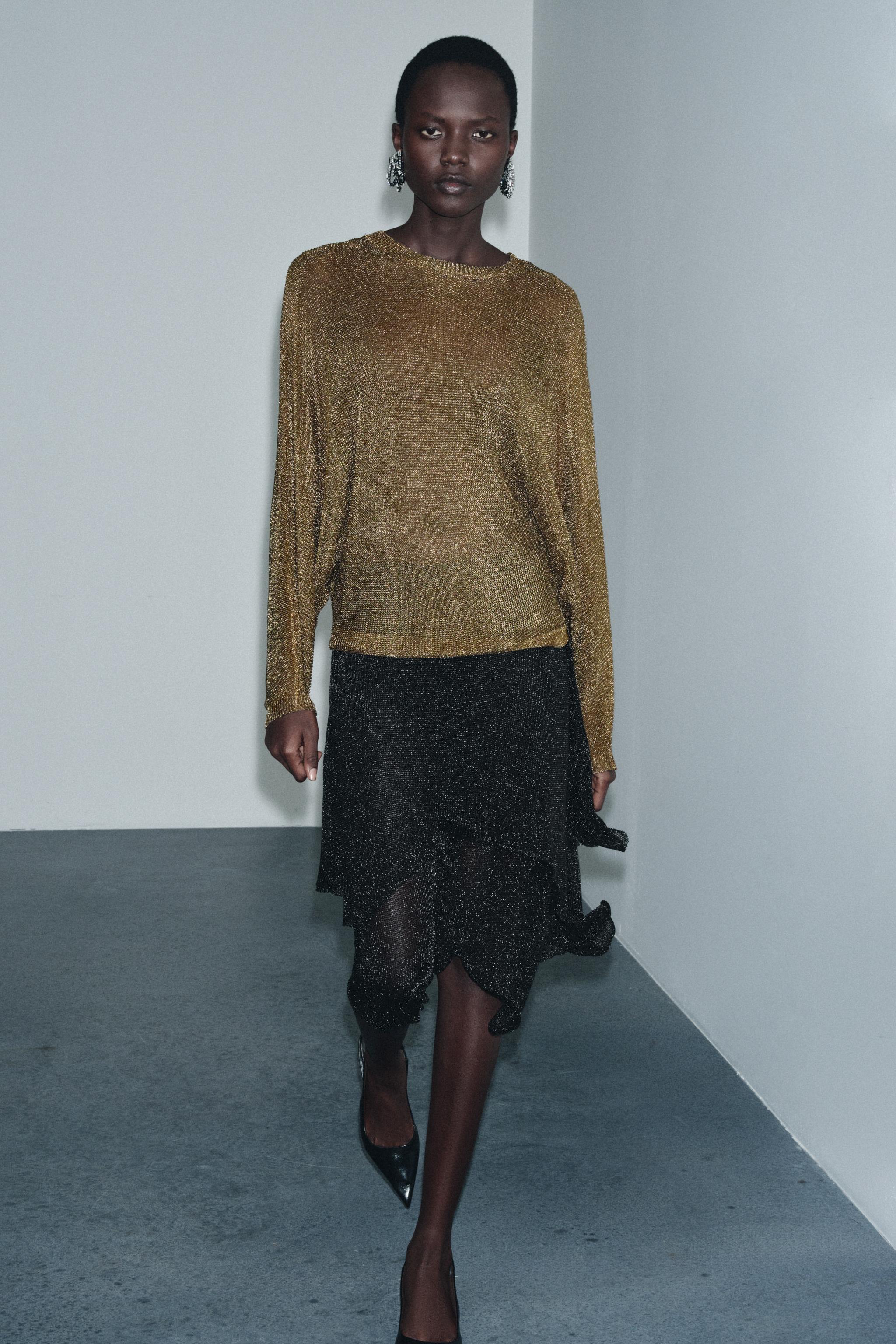 METALLIC KNIT JUMPER - Golden | ZARA United States