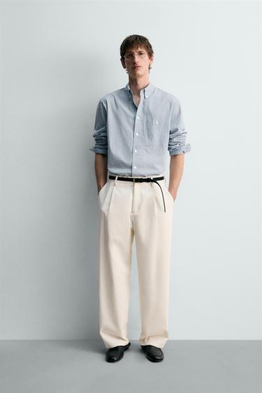 Zara LIMITED EDITION STRIPED SHIRT - White / Sky blue - Image 0