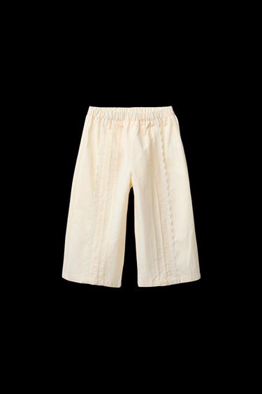 POPLIN LACE TROUSERS - Pastel yellow by Zara - Image 0