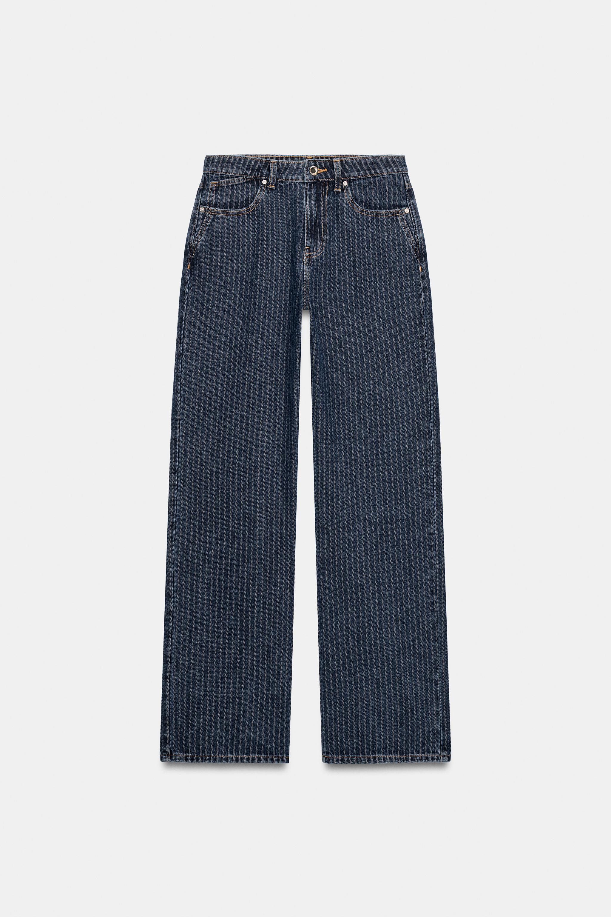 Zara Z1975 ÇİZGİLİ STRAIGHT DÜŞÜK BEL JEAN görsel 7