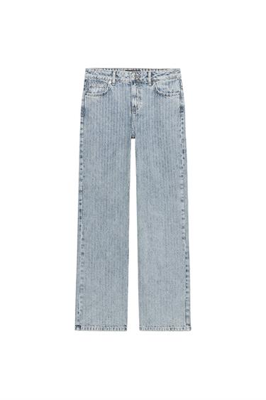 Z1975 STRAIGHT JEANS MIT MITTELHOHEM BUND UND JACQUARD-MUSTER - Gestreift von Zara
