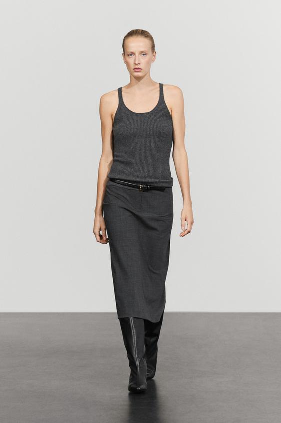 Top punto canalé 100% cashmere - Gris antracita de Zara - Imagen 0