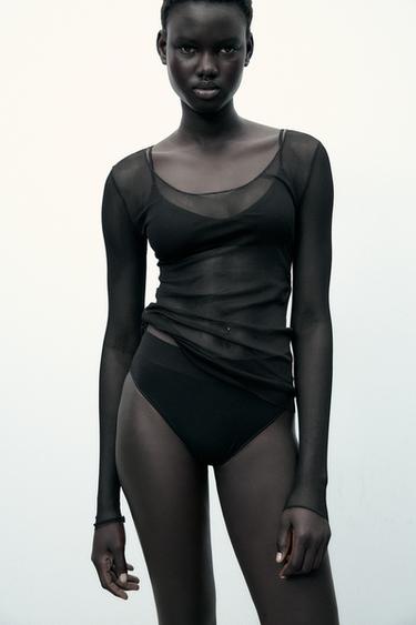 Zara 100% SILK TOP - Black