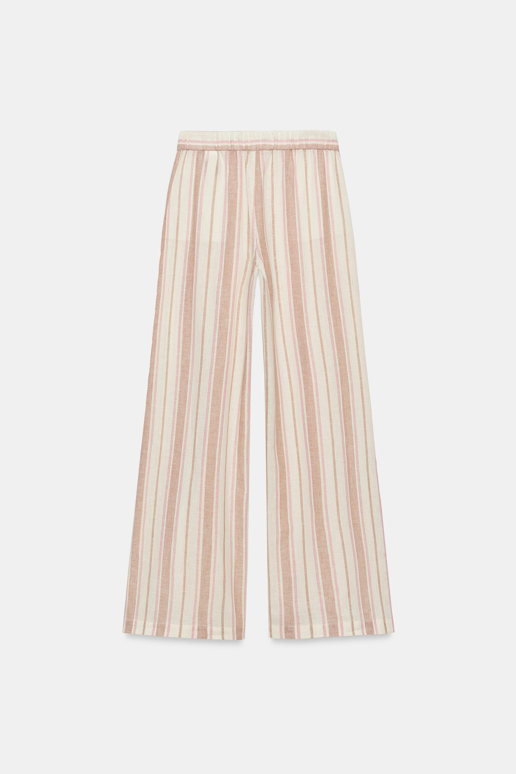 METALLIC STRIPED WIDE LEG PANTS