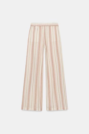 METALLIC THREAD STRIPED WIDE-LEG TROUSERS - Multicoloured by Zara - Image 6