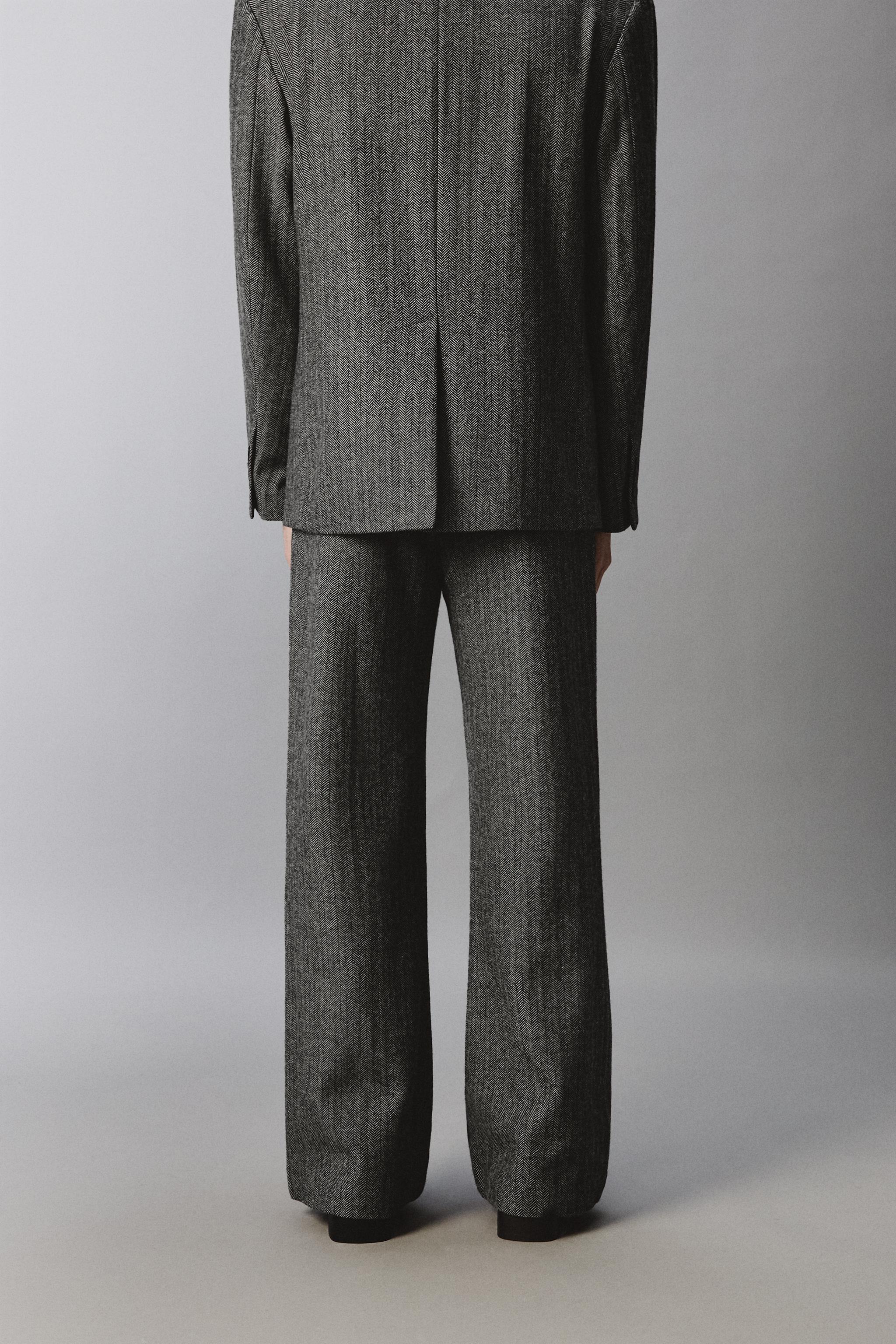 ウールヘリンボーンスーツパンツ - グレー | ZARA Japan / 日本