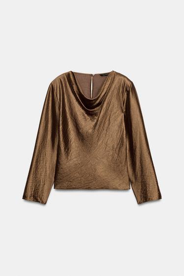 CUERPO SATINADO MANGA ABERTURA - Cobre de Zara - Imagen 0