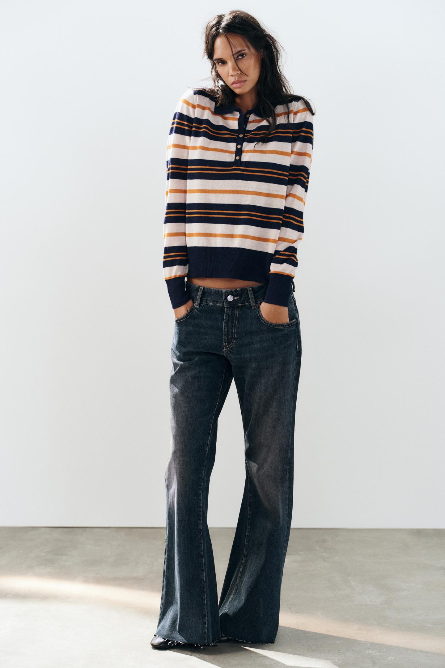 Женское поло Zara Striped Knit Polo, цвет: Разноцветный — фото 4
