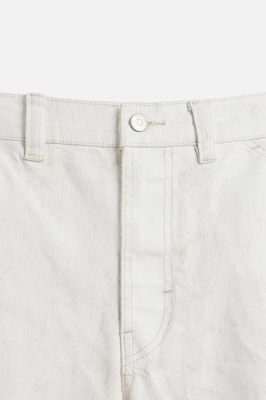 BERMUDA EN DENIM COUPE BAGGY EFFET CIRÉ - Blanc de Zara - Image 9