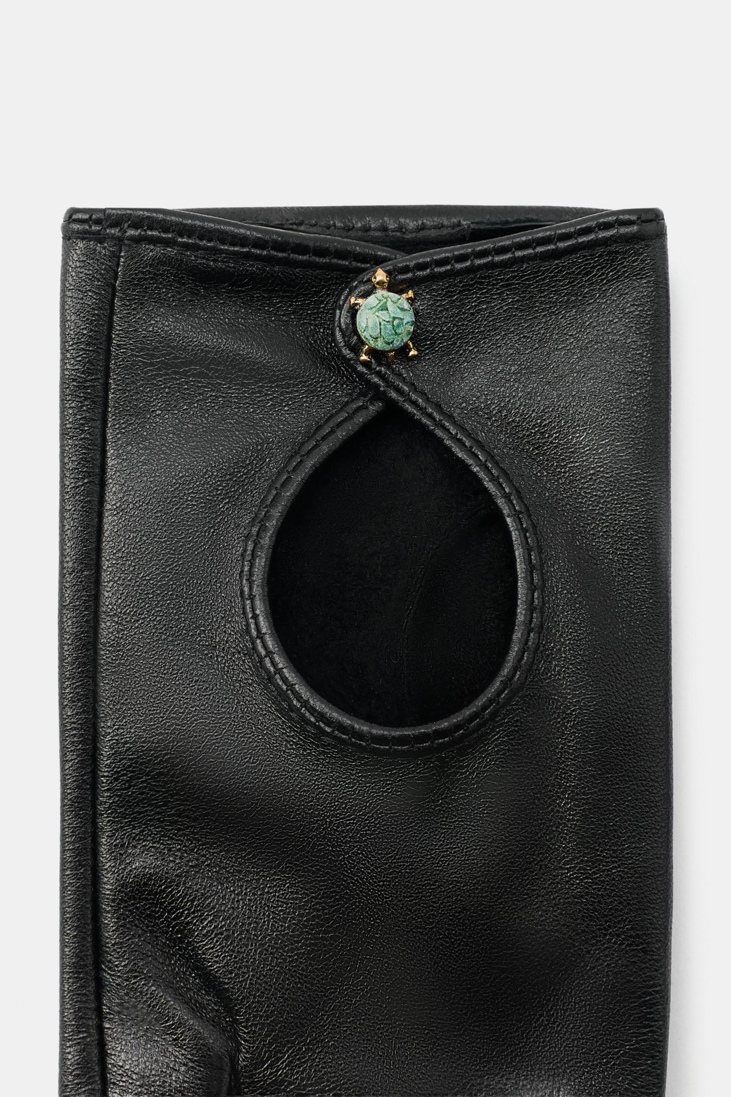 Женские перчатки Zara 100% Leather Turtle, цвет: Чёрный — фото 5