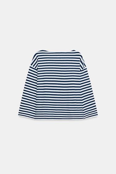 T-SHIRT RUSTIQUE À RAYURES - Bleu / Blanc de Zara - Image 5