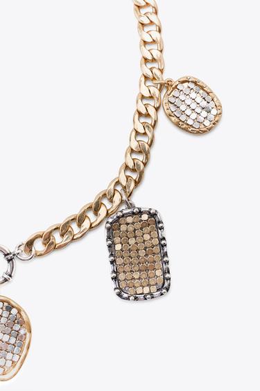 CONTRAST COIN NECKLACE - Gold / Silver by Zara - Image 2