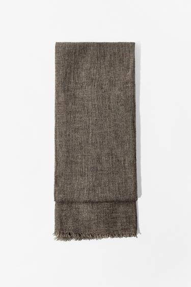 WOOLLEN SCARF WITH FRAYED EDGES - Brown / Taupe by Zara