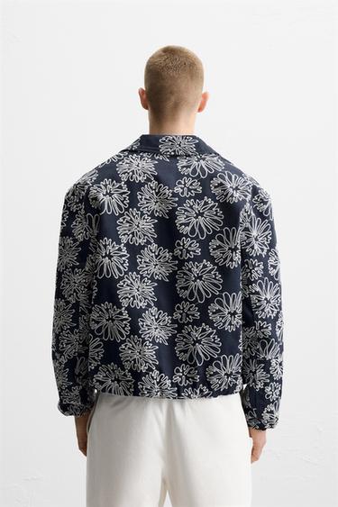 JACKET WITH FLORAL EMBROIDERY - Blue/White by Zara - Image 2