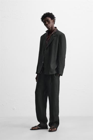 PANTALON DE COSTUME 100 % LIN - Noir de Zara - Image 3