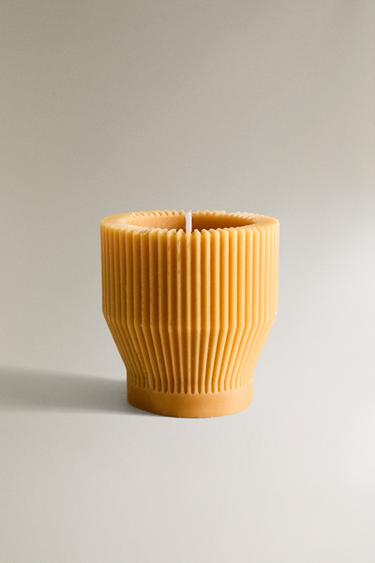 VELA DECORATIVA LISTRADA CILÍNDRICA - Mostarda da Zara - Imagem 0